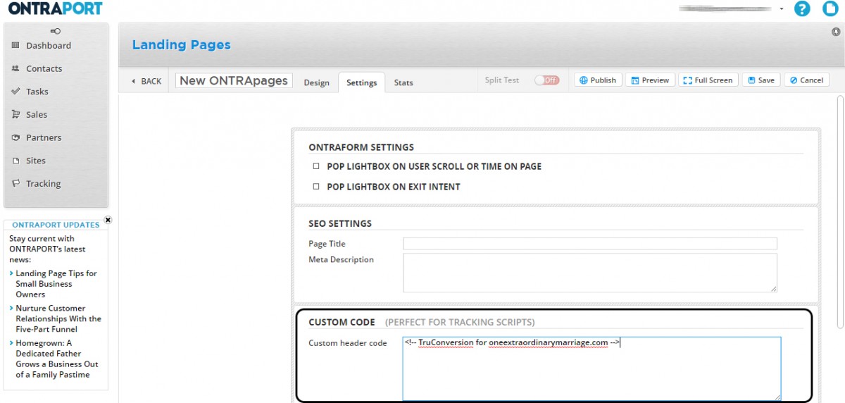 Ontraport - TruConversion Knowledgebase